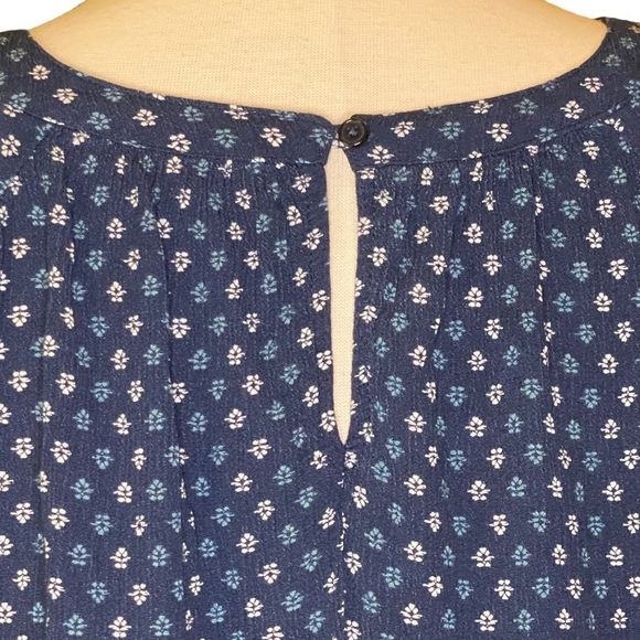 🎈 Mossimo Supply Co Navy Floral Cold Shoulder Long Sleeve Blouse Top Size XS - Picture 8 of 10